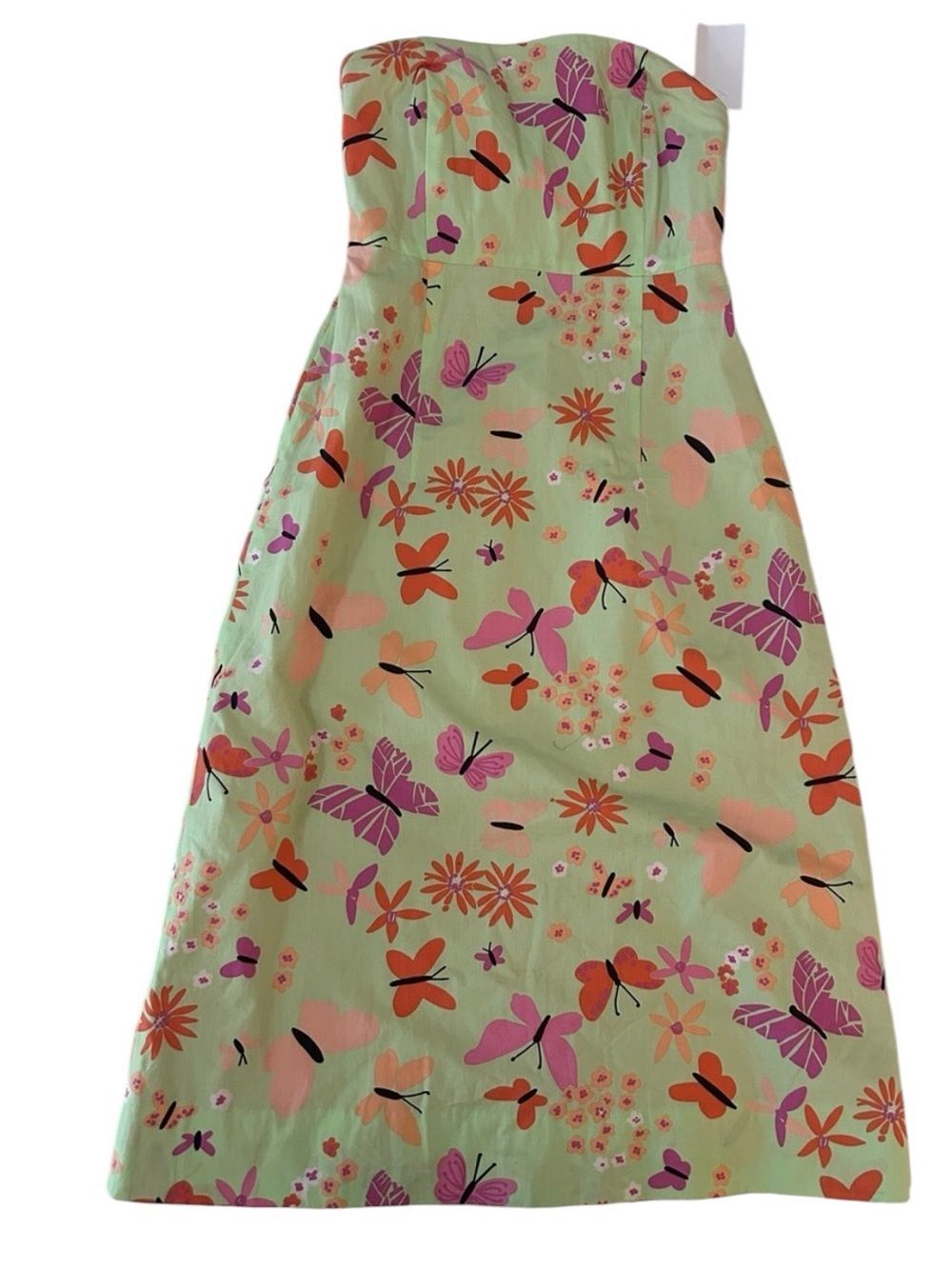 Lilly Pulitzer Pink vintage and Mint Floral Strapless Dress size 0